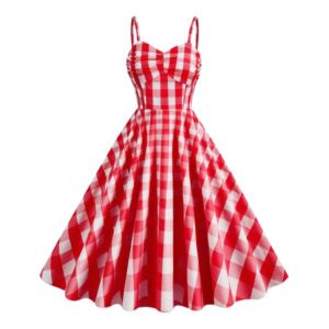 032-A red summer versatile bag with a summer dress
