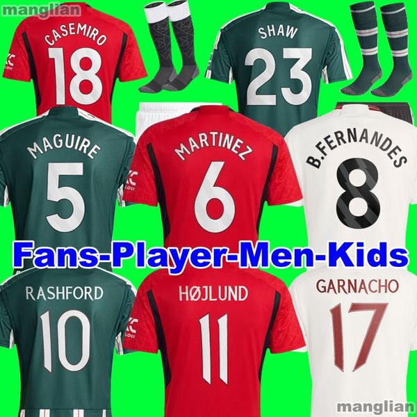 23 24 RASHFORD soccer jerseys Fans Player version B. FERNANDES MARTINEZ MOUNT DALOT GARNACHO CASEMIRO SHAW MAINOO KIDS third 2023 2024 football shirt kit set