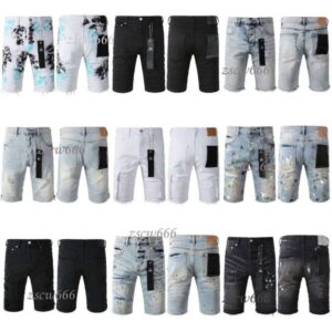 Designer Men Jeans Retro Versatile Loose Straight Shorts Casual Pants Boys Mens Black Color Ripped Hip Hop Purples Denim shorts