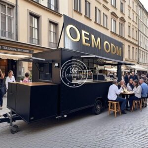 Square Pizza Fast Food Trailer Concession Trailer Mobile Catering Ice Cream Coffee Bakery Food Truck with Full Kitchen
