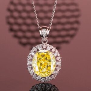 Luxury Ruby, Sapphire, and Yellow Topaz Pendant Necklace with Diamond Detailing, 925 Sterling Silver Design, Stylish Socialite Jewelry that Exudes Elegance and Grace.