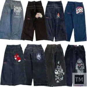 2025 designer jeans true relgion jeans jnco y2k loose jeans embroidered hiphop street haruku mens wide leg pants fast delivery