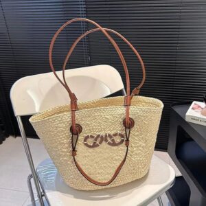 Designer bag tote bag vegetable basket woven straw bag large capacity handbag fashionable and luxurious casual one shoulder diagonal cross beach bag tote woven bag