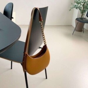 French new version niche design brown single shoulder underarm women's zipper small color chain saddle bag