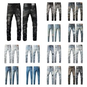 designer jeans mens womens pants summer hole High Street Retro Straight Regular Denim Washed Old Jeans Long KE01