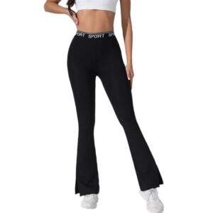 New letter elastic high waist high elastic straight micro pull pants casual sports trousers women look thin