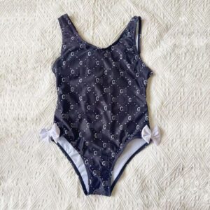 25ss Kids One-Piece Swimsuit Cute Summer Stripe Thread Head Check Pattern Girl Swimsuit Set Fashion Comfortable Clothes Children's Bikinis Kids