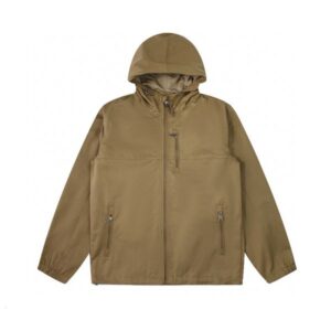 Men Small Horse Zip Jacket Comfortable Lightweight Vintage Coat Khaki Color British Style Outerwear Streetwear Workwear Lapel Design Fashionable for Everyday Use