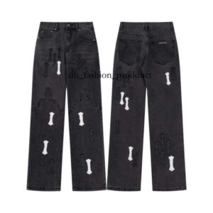 chrome designer jeans for mens baggy jeans stacked jean shorts skinny cross jeans men high quality luxury embroidery denim slim fit jeans 57c