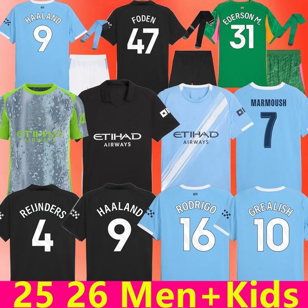 24 25 26 Soccer Jerseys HAALAND DE BRUYNE PHILLIPS GREALISH FERRAN MAHREZ FODEN BERNARDO JOAO CANCELO Z RODRIGO 2025 2026 Football Shirt Men Kids Kit Sets