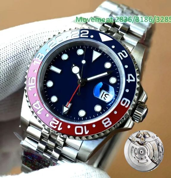 High Clean Men's 40mm Green Pepsi Bezel Batman Watch 2836/3186/3285 Automatic Mechanical Movement 904l Bracelet Box 904lsteel Case Waterproof with Box