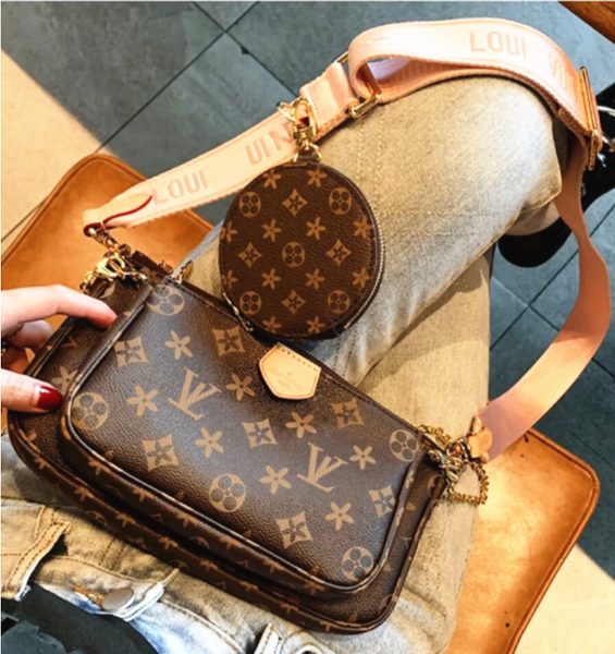 Wallets High quality old Three piece set Shoulder bag Womens bags Crossbody Purse Messenger Bags Flowers Designers PU Leather Handbags Brown flower