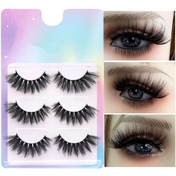 Hot Selling Cat Eye False Eyelashes Three Pairs Set Dense Curly Fluffy Crossed Multiple Fox Style One Piece