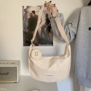 Instagram style large capacity canvas bag women's forest style casual nylon waterproof shoulder bag college student class crossbody bag trendy