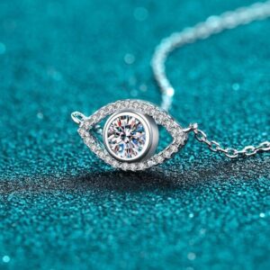925 Sterling Silver Angel Eye Moissanite Micro Pave Pendant Necklace Unique Fashion Hypoallergenic Jewelry Wholesale Direct Shipping