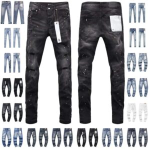 Kusbi Mens black Ripped Jeans Designer High Street Denim with Patches and Holes Slim Fit Straight Leg Cut Fashion Pants purplelies jeans 10A