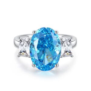 S925 Silver High quality designer diamond aquamarine rings for woman European American luxury 10A zircon Redeen Gemstone women wedding jewelry love ring size 5-9