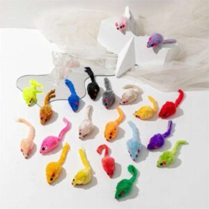 Pet Cat Rabbit Fur False Feather Rainbow Mouse Toy Funny Playing Toys For Kitten
