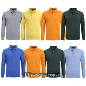 Mens shirts long sleeve blouse T shirt design solid color fashion clothes neck button style spring autumn casual man comfortable cotton fabric small horse pattern