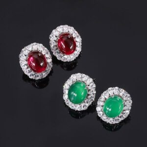 Women's Versatile Fashion Accessory: Sophisticated Colored Stone Ear Studs Crafted from Premium Grade Silver