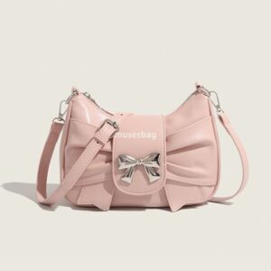 High quality material high-end feeling trendy bow underarm bag women's Korean version summer sweet and foreign style pleated single shoulder crossbody bag