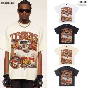 2025 Kelsey American Football Heavyweight 280g Washed Vintage Cotton Casual Short Sleeve Oversized Knit Character