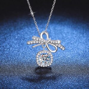 Elegant S925 Sterling Silver Moissanite Butterfly Charm Neckpiece, Versatile Ladies' Accessory