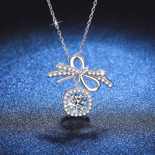 Elegant S925 Sterling Silver Moissanite Butterfly Charm Neckpiece, Versatile Ladies' Accessory