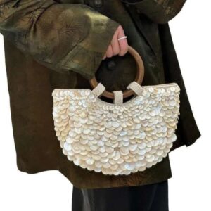 Sequin Shell Handmade Heavy Industry Bead Handbag Embroidered Rhie Pearl Diagonal Totes Women Wedding Party Bag