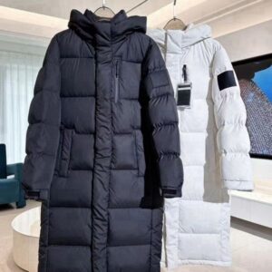 Men's winter big long down coat hooded down jacket women's down parkas black thick long hooded outdoor puffer jacket warm oversize ski padded overcoat luxury windproof