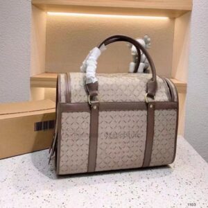 Designer Carrier Airline Approved TSA Approvel Pet Carriers for Cats Dogs of 10 Lbs Dog Handbag With Classic Letter Pattern Khaki C25