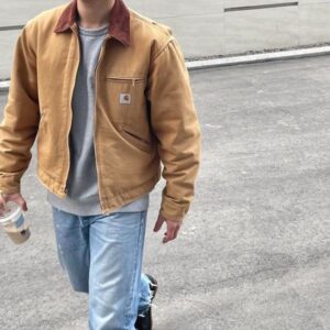 Mens Designer Canvas winter couple style Detroit heavyweight lapel interstellar time travel workwear thick cotton clip