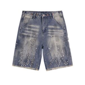 He1225 Stylish Black Ripped Denim Shorts for Men by Designer Brand