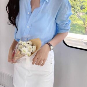 Solid Color Long Sleeve Shirts for Women Loose Fit Blouses with Embroidered Horse Detail Unisex Casual Designer Tops in Asian Size