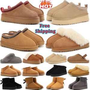 Tasman Designer Womens Tazz Slippers Classic Mustard Seed Sand Ultra Mini Platform Boot Winter Women Men Slip-on Shoes Suede Upper Wool Fall Size 35-48