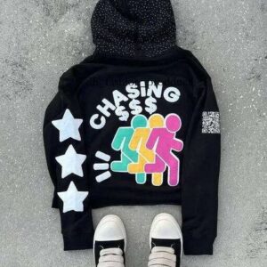 chasing Sweatshirt Zipper Oversized Streetwear Men Hoodies Gothic Graphic Printed Y2K INS Streetwear Unisex Inner Fleece Casual Jackets 899