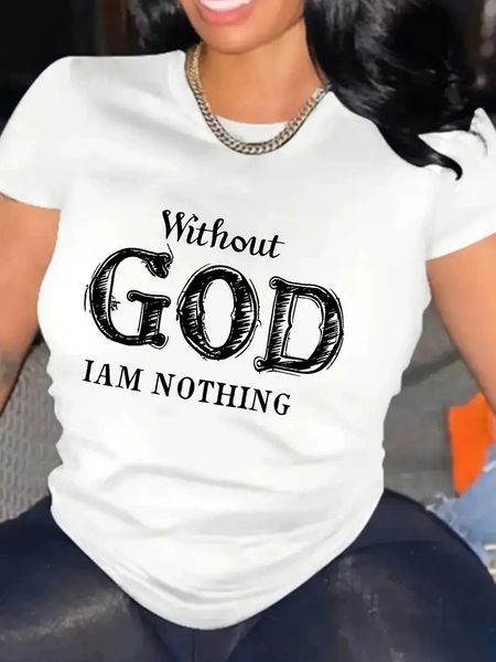 Fashion Round neck T-shirt women's letter printed short-sleeved shirt Letter Print T Shirts White XXL