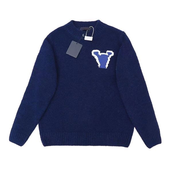 Men's Sweaters Designer Classic internet famous front and back embroidered wool looped yarn round neck pullover sweater