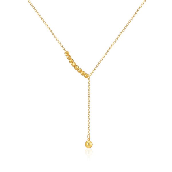 Transfer bead chain plated with 18K real gold, minimalist Ins style European and American necklace, O-shaped chain, thin chain, fashionable OL sweater chain