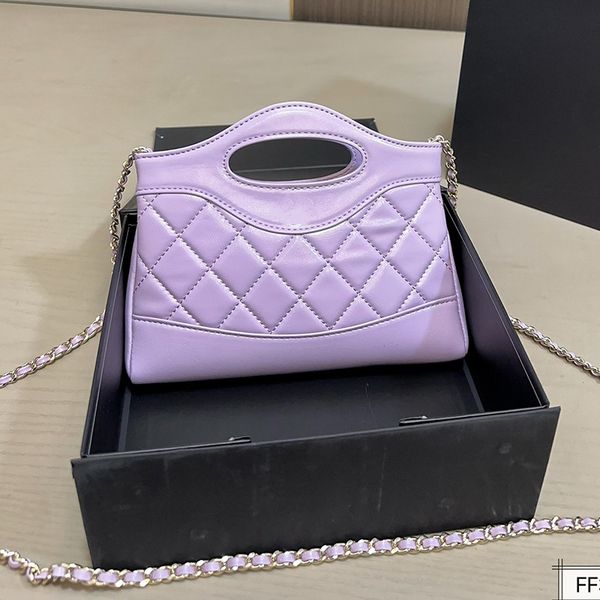 31bag Mini Handbag Designer Ladys Shoulder Bag Genuine Leather Checkered Light Gold Hardware Metal Clasp Semi-Round Handle Matelasse Chain, Crossbody Bag Psure 20cm