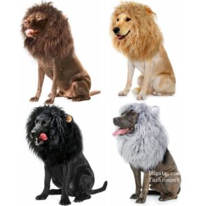 Lion Mane Wig with Ears, Pet Costumes Halloween Christmas, Funny Cat Cosplay Wig, Dog Wigs for Small Medium and Large Dogs (Size M, Brown) N08