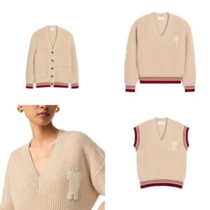 Sweater cardigan Designer Woolen sweater Wool vest Vintage contrast color wool sweater cardigan vest pullover fall and winter