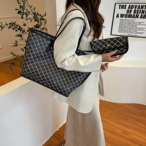 2025 New Best selling Designer bag Fashion bag Solid Color Plaid PVC Tote Bag, Simple And Elegant, Suitable For Women's Daily Use, Commuting