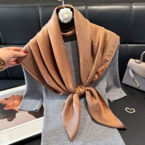 Women's Tencel Cotton & Faux Silk Square Scarf – 90x90cm H Jacquard Pattern, Luxury Designer-Inspired Neck Wrap for Daily/Office