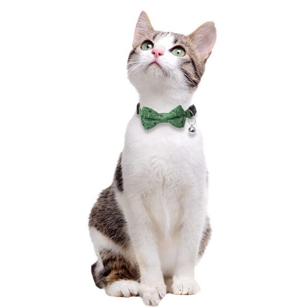 Pet Breakaway Cat Collar Bow Tie And Bell Cute Plaid Christmas Red Elastic Adjustable Dog Collar With Sash Small Bell For Cats
