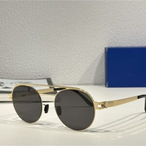 brand designer sunglasses for men and women womens luxury top comfortable LATHEMAH round golden frames uv400 black lenses Screwless design come with original case