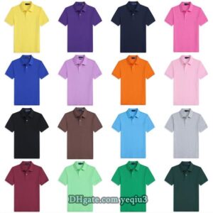 Men T shirt Top Tee Short sleeve T-Shirts Big or small horse Plus size S-2XL multiple colour Embroidery Hommes Classic business casual Cotton breathable Lapel T-shirt