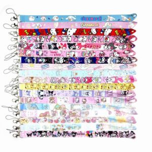 designer Kawaii Cinnamoroll My Melody Kuromi Cat Lanyard For Keychain ID Card Cover Pass Gym Mobile Phone USB Badge Holder Key Ring Neck Straps Accessories
