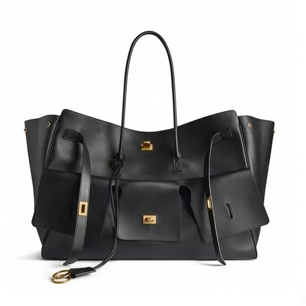 Luxury bag designer tote bags designer women bag handbag large silhouette shoulder bag cowhide leather front flip cover decorate metal shopping travel bags 101