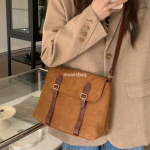 Women bag with Korean niche design frosted retro single shoulder diagonal cross messenger bag autumn and winter large capacity underarm bag